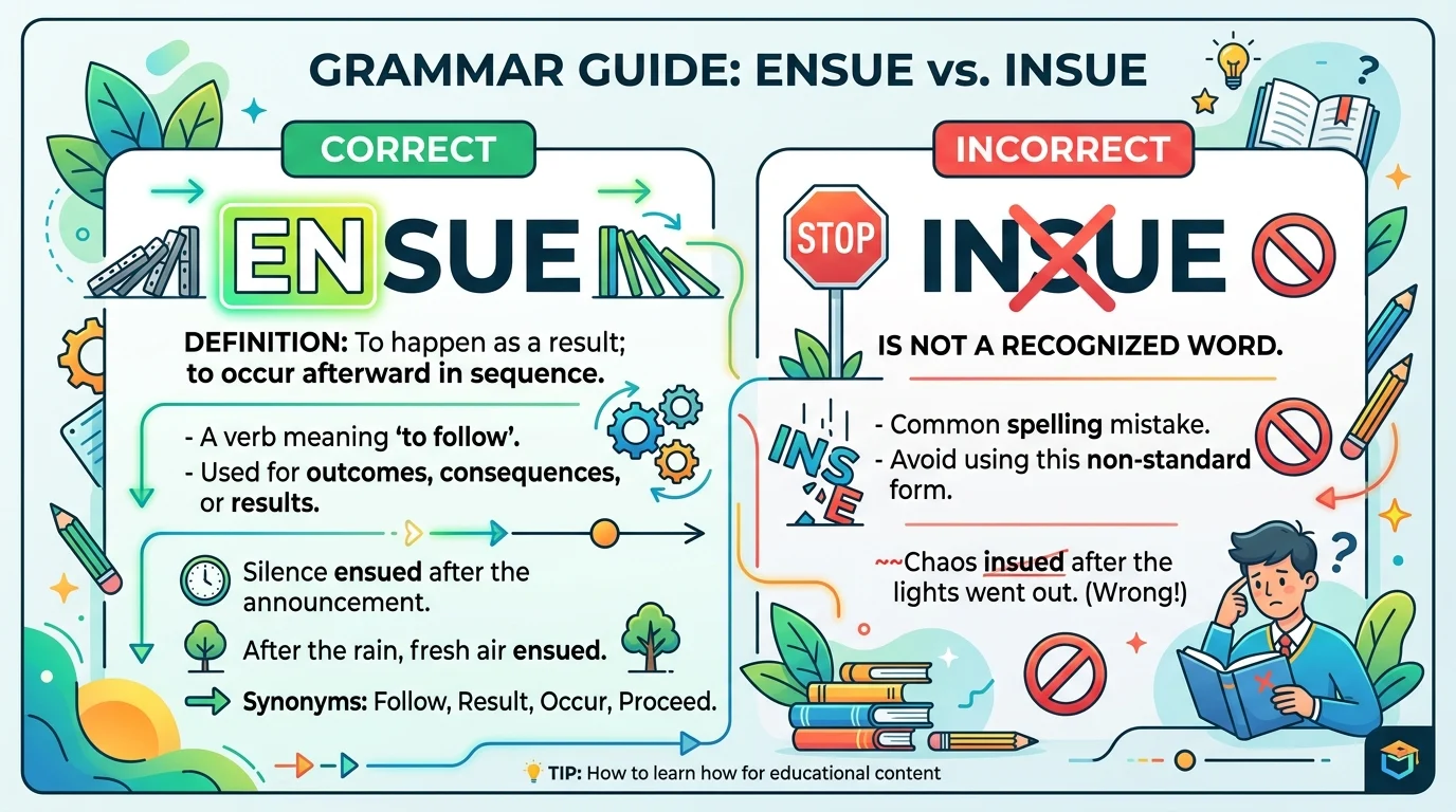 insue vs ensue
